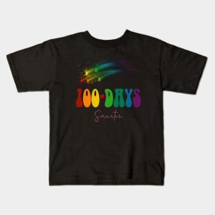 100 days smarter shooting stars groovy back to school Kids T-Shirt